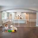 150" Extra Wide Baby Gate, Play Yard Child Safety Gate, Dog Gates with Auto-Close Door, Double Locking System for The House Doorways, Fireplace, Kitchen, 6-Panels, 30" Tall (Black)
