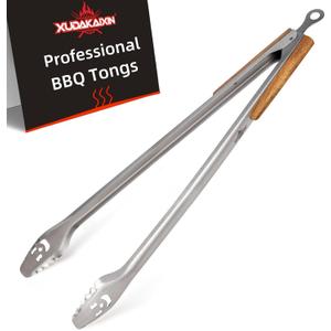 Fire Pit Tongs 32-inch Super Long for Loading Wood,BBQ with Extended Luxurious Acacia Handle for Fire Pits, Fire Rings,Campfires, and Fireplaces, Outdoor or Indoor ﻿