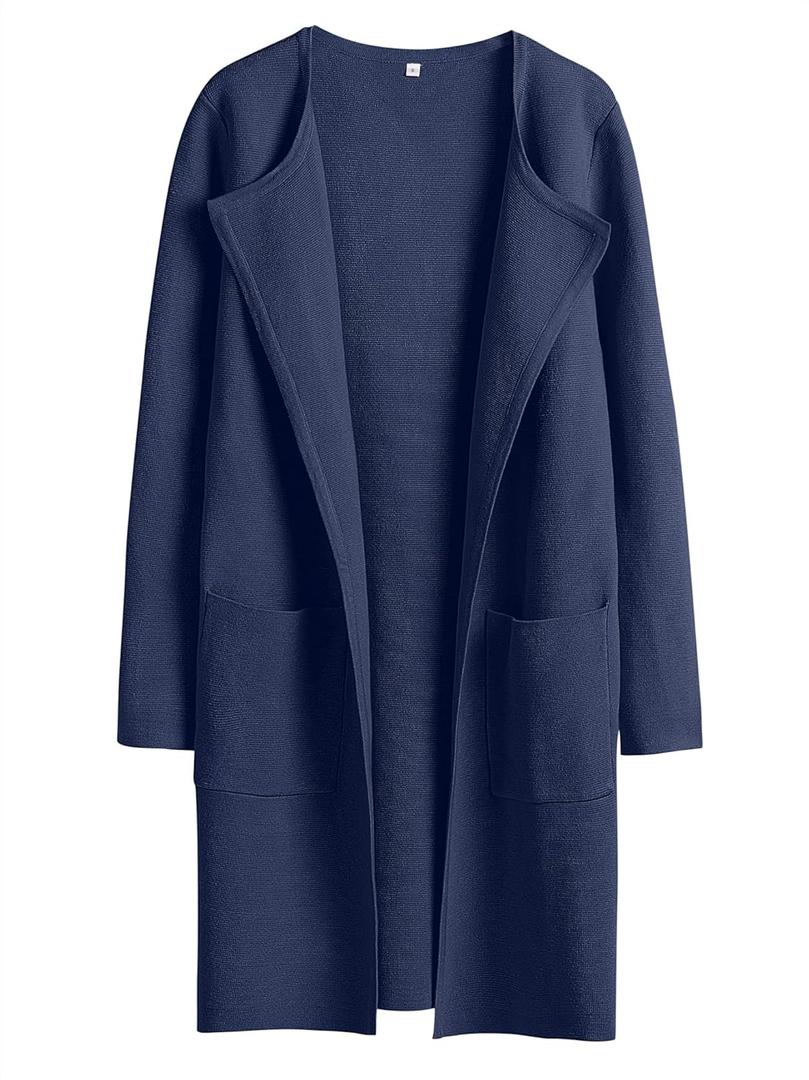 ANRABESS Womens Cardigan Sweater Open Front Knit Long Coatigan Dressy Casual Jacket Coat 2025 Fall Outfits Classy Clothes (Large, Navy Blue)