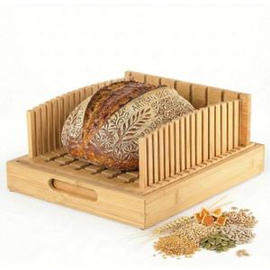 Stop Crushing Your Sourdough - 10.5" Extra Wide Bamboo Bread Slicer Guide with Crumb Catcher Board - Premium Wood Cutter & Serving Tray for Homemade Artisan Loaves, Kitchen Gadget Gifts for Bakers