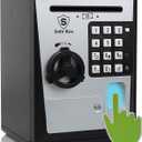 Kids Safe Bank with Fingerprint Password Talking ATM Piggy Bank for Real Money Toy Gift for 5-14 Years Old Boys Girls (Silver/Black)