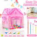 Kids Princess Castle Tent for 2-3 Kids Indoor/Outdoor Playhouse for Toddlers Polyvinyl Chloride PVC 1 pcs Foldable Kids Play Tent Casita House - Pink Flower House 37x28x40 in