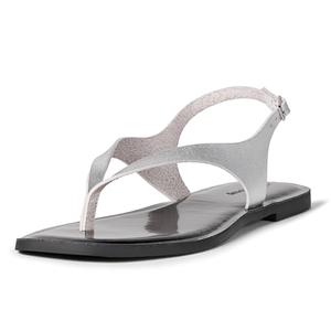 The Drop Women's Cinda Thong Sandal, Silver, 8