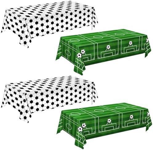 QIYANPAX 3 Pieces Soccer Tablecloths - Soccer Birthday Party Decorations Soccer Table Cloth Soccer Tablecloth Plastic Table Cover for Sports Soccer Theme Party Decorations, 54 x 108 Inch