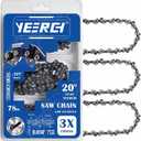 20 Inch Chainsaw Chain 0.325" Pitch, .050" Gauge, 78 Drive Links, Fits for Echo, Craftsman, Husqvarna and More 20" Saw Chain (3 Chains, Semi-Chisel)
