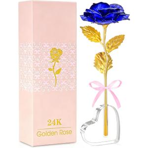 Mothers Day Mom Gifts for Women Grandma, Artificial Forever Birthday Flowers Galaxy Glass Eternal Roses with Heart Shaped Crystal Vase, Mother's Day Anniversary Wedding Rose Gifts for Wife Sister