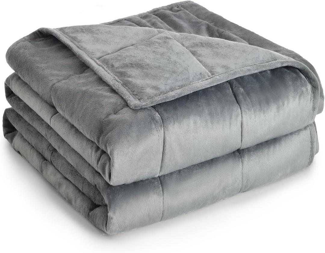 Topblan Weighted Blanket Twin Size 12lbs, Adult Weighted Blankets with Soft Warm Fabric for Sleeping and Calming, Adult Heavy Blanket for Sofa Bed, Grey, 48 x 72 inches
