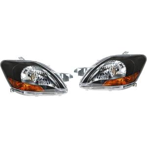 labwork Replacement for Toyota Yaris 2007-2011 Sedan Black Housing Projector Headlight Assembly Pair Left+Right Side (Passenger Driver Side)