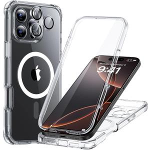 ESR for iPhone 16 Pro Case, Compatible with MagSafe, Full-Body Military-Grade Drop Proof Case with Built-in 9H+ Tempered Glass Screen Protector, Armor Series, Clear