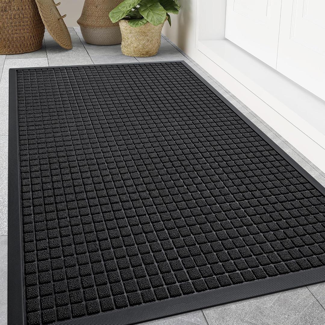 Smiry Front Door Mat Outside Entrance, Natural Rubber Doormat, 59x34 Inch