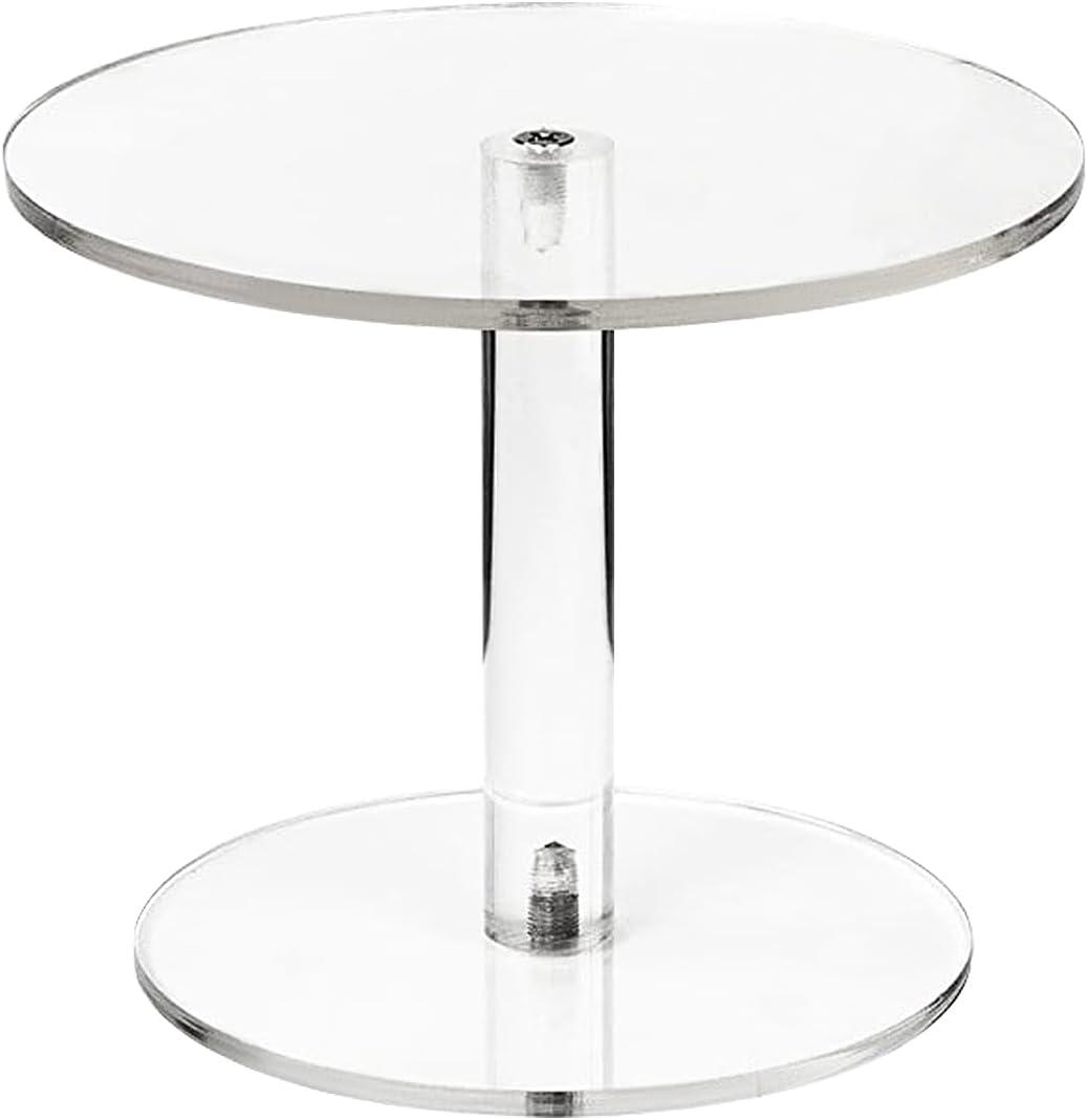 Acrylic Cake Stand, Round Cake Stands for Dessert Table, Clear Cupcake Stand for Birthday Party, Pastry Candy Pizza Display Riser for Wedding Event (Small)