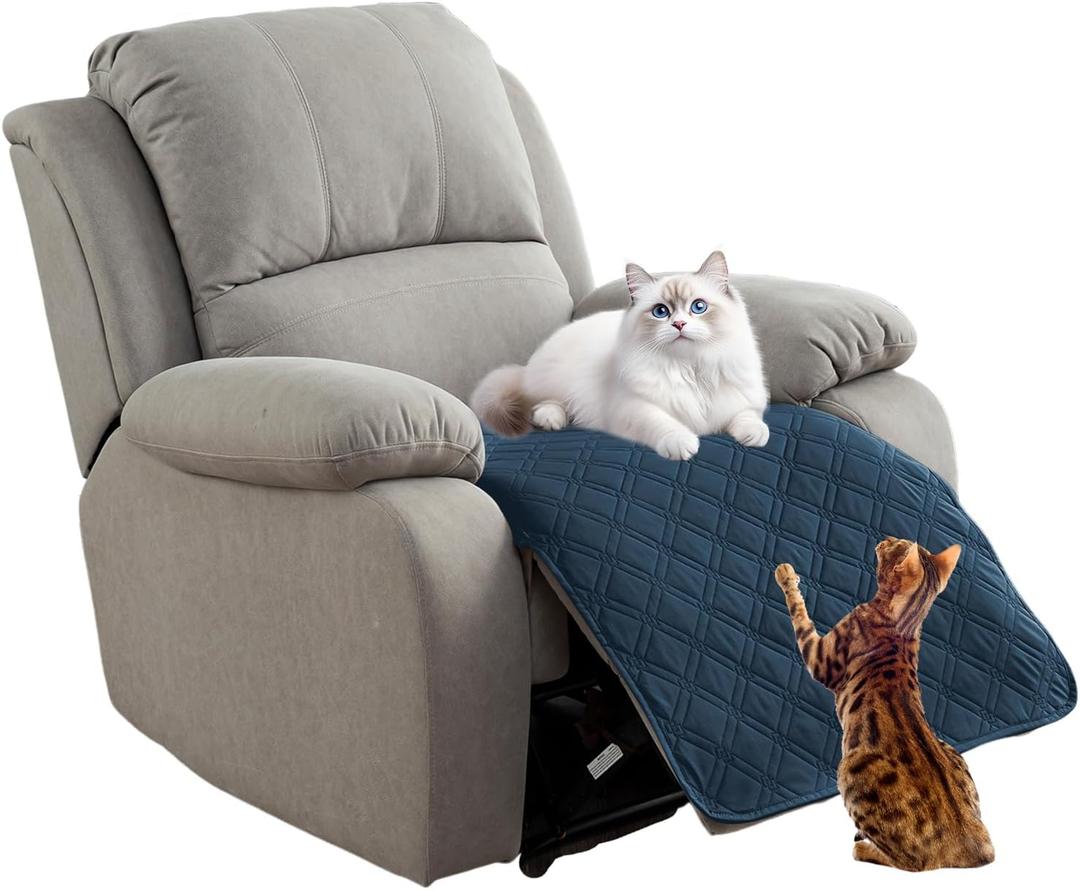 Genina Waterproof Recliner Chair Covers, Recliner Cover for Dog Pets Friendly, Washable Antislip Reclining Chair Cover Furniture Protector, Sofa Slipcover for Living Room(23.6inch/Peacock Blue)