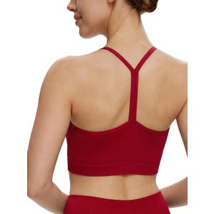 NANJI Seamless Sports Bra for Women - Padded Racerback Y Bra Low Impact Removable Pad for Fitness Gym Yoga Workout Top