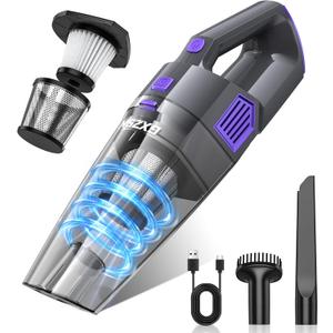 Handheld Vacuum Cordless, 15000PA Strong Suction Hand Held Car Vacuum Cleaner Rechargeable, Portable Hand Vacuum with Multi-Nozzles & Washable Filter for Home Office, Car, Pets (Gray & Purple)