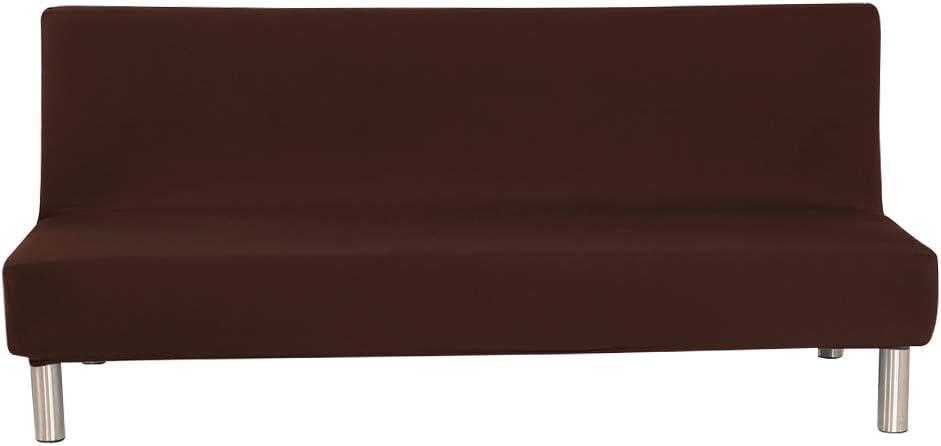 ele ELEOPTION Elastic Velvet Armless Sofa Bed Cover Stretch Sofa Slipcovers for 3 Seat Cushion Full Size Sofa Couch (chocolate )Futon Cover Folding Furniture Protector, (11"D x 11"W x 5"H)