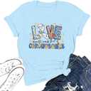 Down Syndrome Awareness Shirts Women Love Doesn't Count Chromosomes Shirts World Down Syndrome Day Support and Awareness Tee Blue L