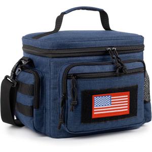 Lunch Box for Men, Tactical Lunch Bag MOLLE Webbing Leakproof Insulated Lunch Cooler Women Adult Meal with Adjustable Shoulder Strap Lunch Pail (Blue) (Medium)