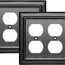Monarch Abode Duplex Outlet Cover Plate 2-Gang Matte Black Plug Wall Plates, Electrical Outlet Cover Plates, Electric Outlets Covers, Architectural Decorative Outlets Covers Wall Plate, Pack of 2