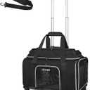 Petskd Top-Expandable Pet Carrier with Wheels 17x12x8.5 Inches JetBlue Allegiant Spirit Airline Approved, Soft-Sided Carrier for Small Cat Dog with Locking Safety Zippers and Anti-Scratch Mesh(Black)