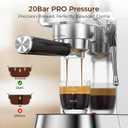Kndko Espresso Machine, 20 Bar Espresso Coffee Machine with Milk Frother, Compact Stainless Steel Coffee Maker with 34oz Removable Water Tank for Cappuccino, Latte