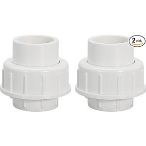 3/4" PVC Union Coupling Pipe Fitting (Socket x Socket) 3/4Inch PVC Slip Union PVC Adapter Coupling Schedule 40, EPDM O-Ring, White, 2 Pcs