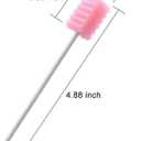 100 Pcs Disposable Mouth Swabs Sponge, BVN Oral Swabs, Oral Care Swabs Disposable, Mouth Swabs, Unflavored and Sterile Disposable Dental Swabsticks for Mouth Cleaning, Sawtooth-Shaped Pink.
