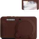 Rieibi Silicone Case for Kodak PIXPRO FZ55 Case, Accessories for Kodak PIXPRO FZ55 Camera Case with 2 Pcs Screen Protectors, Detachable Lens Cover for PIXPRO FZ55 Camera,Coffee