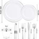 WELLIFE 700 Pcs Silver Plastic Plates for 100 Guests -Party Supplies Includes 200 Silver Plates,300 Plastic Silverware,100 Napkins,100 Cups for Party and Wedding