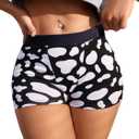 SHENHE Women's Cow Print Boyshorts Panties Low Rise Cute Boxer Underwear (Black, S)