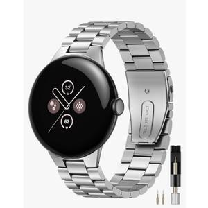 Miimall Metal Band Compatible for Google Pixel Watch 4(2025)/3 45mm 41mm Band, No Gap, Men Business Stainless Steel Adjustable Wristband Replacement Strap for Pixel Watch 4/3/2/1