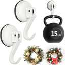 Ofiray-home Wreath Hangers, 2 Pack Heavy Duty Wreath Hangers for Front Doors/Windows/Over Door, No Drill & Reusable Suction Cup Hooks for Bedroom, RV, Bathroom and Home Storage Hooks(White)