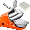 4-Blades Ice Shaver, Electric Shaved Ice Machine Ice Shaver Machine,200lbs/hr ice Crusher with Ice Pick for Home and Commercial UseOrange