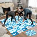 Capoda 2 Pcs Winter Party Game Winter Twist Poses Mat with Spinner Christmas Party Twisting Yoga Poses Floor Mat Spinner for Holiday Family Classroom School Activity