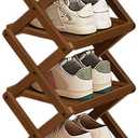 7 Tier Foldable Shoe Rack, Natural Bamboo Space Saving Shoe Storage Organizer,Easy Assembly & Strong Design Shoes Stand Shelf Organiser for Closet(Brown, Seven Layers)