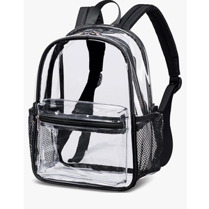 Clear Mini Backpack Stadium Events Approved 10x12x5 Small Transparent Bag Plastic See Through Backpacks for Work Festival Security Travel