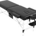 civama Massage Table Massage Bed Portable, 26 LBs Light Weight 2 Section Foldable Tattoo Bed Facial Care Spa Lash Bed Height Adjustable Sturdy Aluminum Frame with Accessories Carrying Bag, Black
