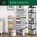 5Tier Rotating Bookshelf, Spinning Bookshelf Tower,360 Display Space Saving Standing Round Swivel Bookcase Corner Storage Organizer for Bedroom Living Room OfficeBlack