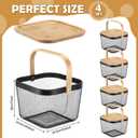 Maxdot 4 Pcs Metal Wire Mesh Fruit Basket with Lid and Handles Black Harvest Basket Fly-proof Fresh Vegetable Storage Bins Stackable for Gathering Kitchen Garden Picnic Shopping 9.6 x 9.6 x 7 Inch