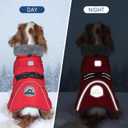 KYEESE Waterproof Dog Coat, Windproof Warm Winter Jacket with Leash Hole, Reflective Cold Weather Dog Coats for Small Dogs, Outdoor Pet Coat Cozy Puppy Jacket Thick Fleece Lined, Red, Small