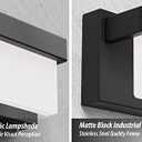LED Bathroom Vanity Light Fixture Over Mirror 16.5 inch Modern Rectangle Black Matte Metal Lighting Bar 4000K Daylight Wall Sconce (Black)