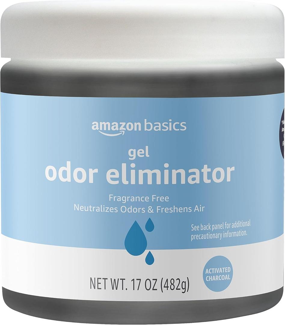 2 x Amazon Basics Gel Odor Eliminator, Activated Charcoal, Fragrance Free, 17 Oz, 1-Pack