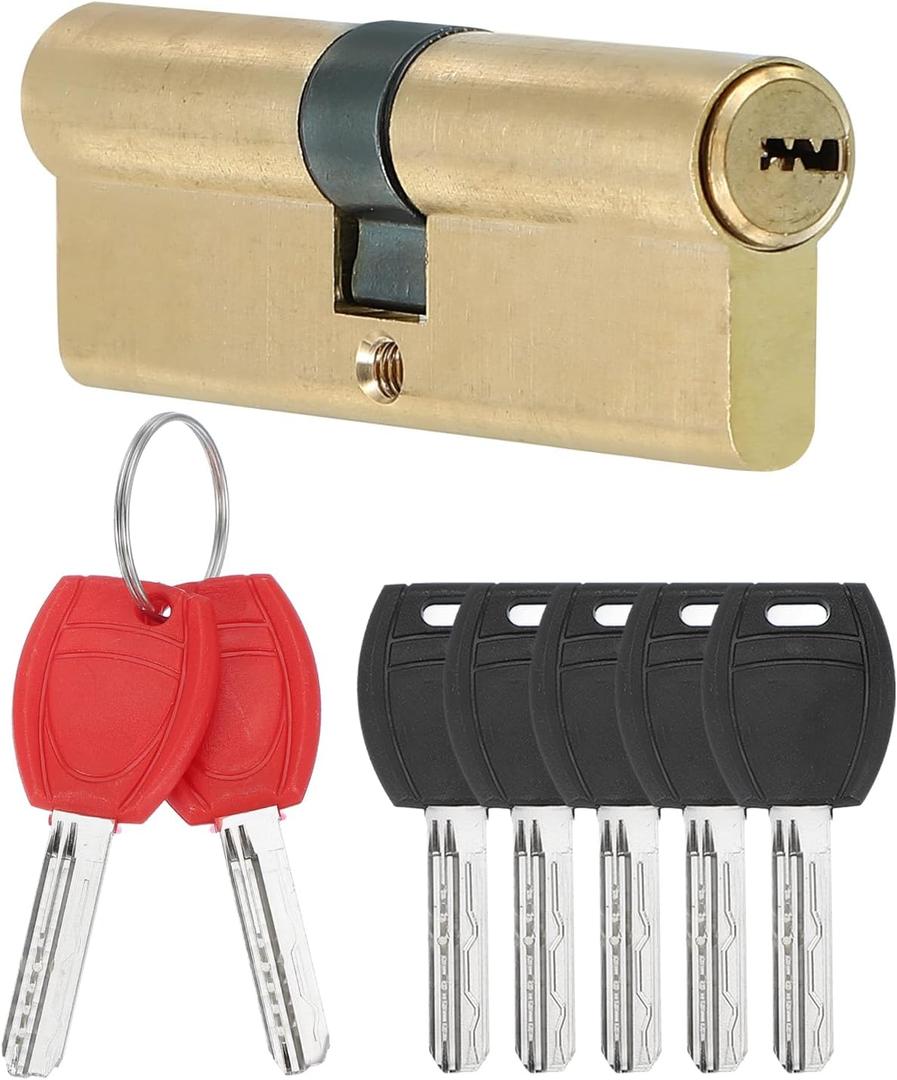 PATIKIL European Double Lock Cylinder, 90mm(40/10/40) Door Cylinder Lock with 7 Keys Solid Brass Lock Cylinder for Anti-Theft Wooden Aluminum Door