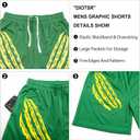 DIOTSR Mens Graphic Shorts Casual Flat Front Shorts Cool Streetwear Designer Shorts Drawstring Summer (Green, XL)
