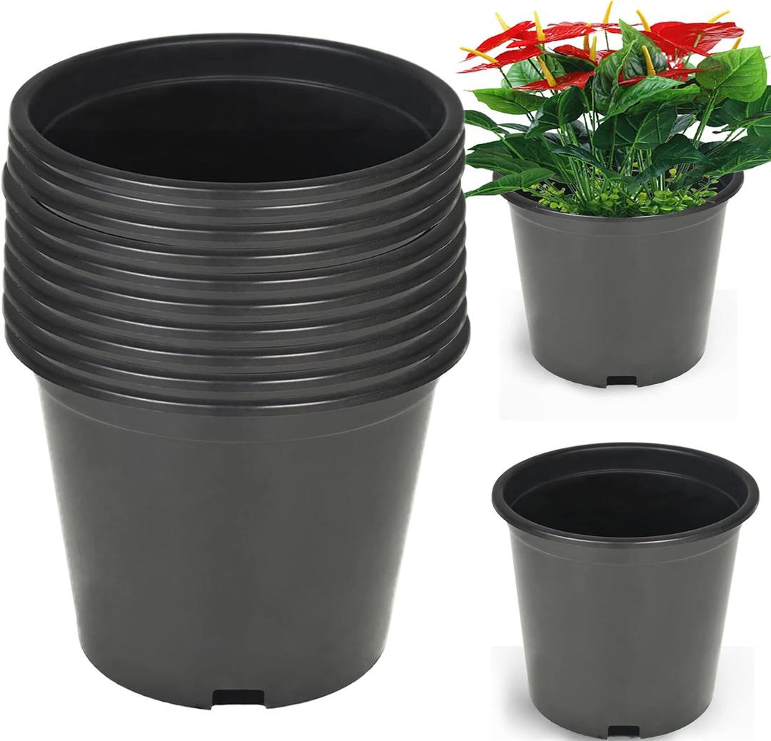 WFLNHB 10 Packs 3 Gallon Flexible Nursery Pot Plastic Gallon Pots, Standard 3 Gallon