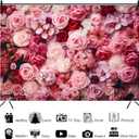 7x5ft Flower Backdrop Pink Red Rose Flowers Floral Wall Photography Background Birthday Baby Shower Wedding Party Banner Decorations Supplies Photo Booth Props