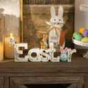 NIKKY HOME Easter Decor for Table, Easter Bunny Sign Table Decor, Cute Rabbit Centerpiece Resin Holiday Decorations for Home Kitchen Spring Decors for Gifts