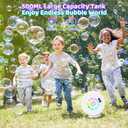 Bubble Machine for Kids Toddlers, 90 360 Rotatable Automatic Bubble Maker with RGB Light, 4000+ Bubbles/Min Bubble Blower for 3 4 5 6 7 8 Year Old, Easter Christmas Birthday Outdoor Wedding Gifts, White Light