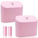 Car Can Bin with Lid - 2 Packs Universal Vehicle Mini Leakproof Garbage Can Bin with 40pcs Bags Can Organizer Storage for Front Back Seat Accessories for Auto Office Bedroom Home(Pink)