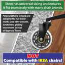 Office Chair Wheels Replacement - 3'' Clear Rubber Caster Wheels for Replacement Office Chair - Smooth Rolling on Carpet and Hardwood Floors - Universal Fit - Set of 5