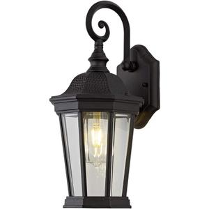 Exterior Light Fixtures, Large Outdoor Wall Light/Lantern, Outdoor Porch Light Fixtures Wall Mount in Matte Black Finish with Clear Glass, Aluminum Alloy, 60W (A14 15.7inch)